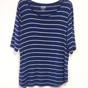 Apt 9 XL Women's Blue & Tan striped blouse